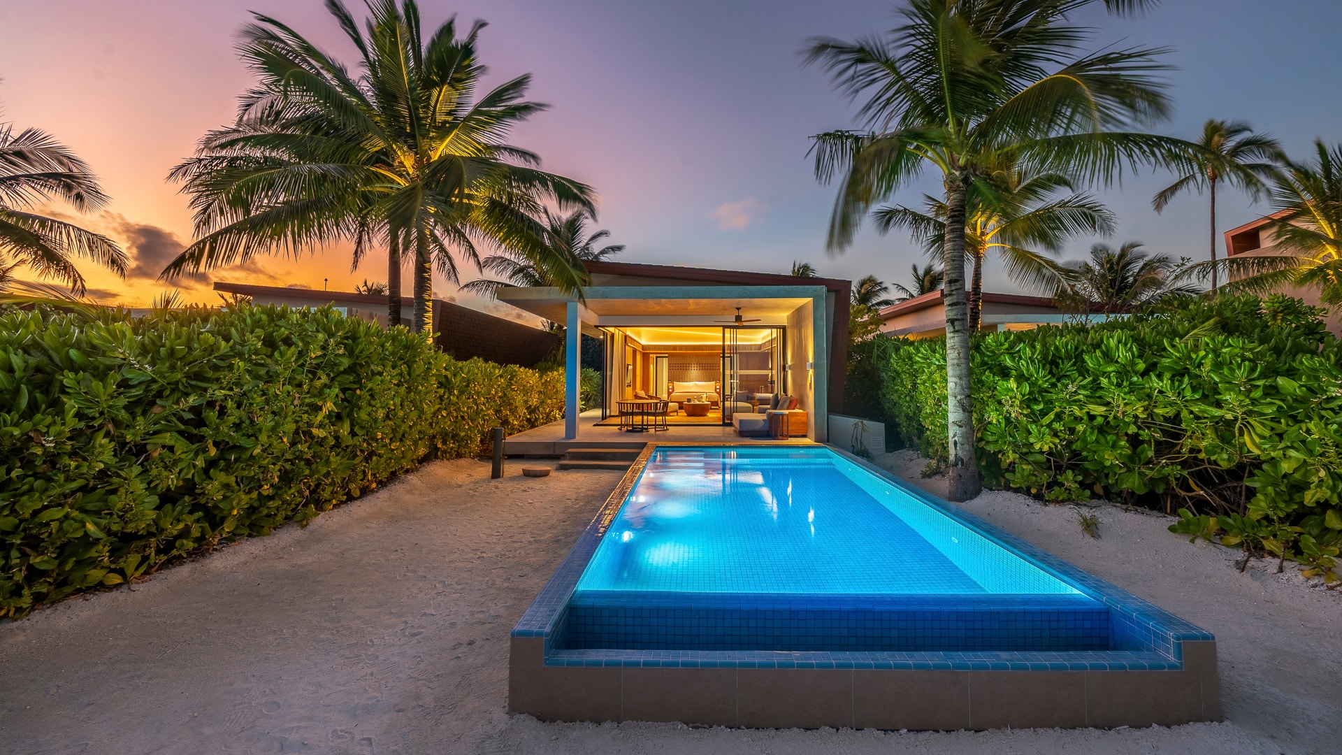 - These luxurious Sunset Beach Villa with a private pool, offers spectacular sunset views, secluded serenity, and ultimate relaxation in paradise.
- 2 Adults + 2 Children or 3 Adults (1 King Bed)
- 152 sqm