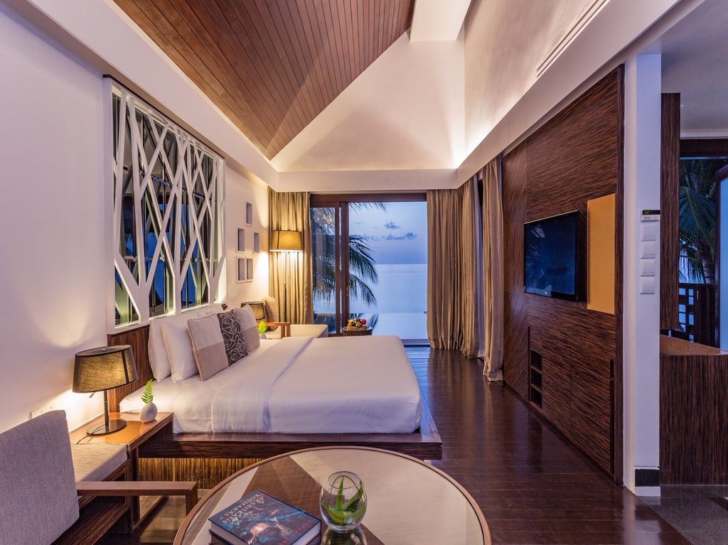 Our enchanting Beach Pool Villa, adorned with elegant interiors and offering breathtaking sea views, is renowned as our most romantic accommodation. Completed with a private plunge pool and a sun-kissed cabana-style deck, it provides an idyllic setting for couples to savour