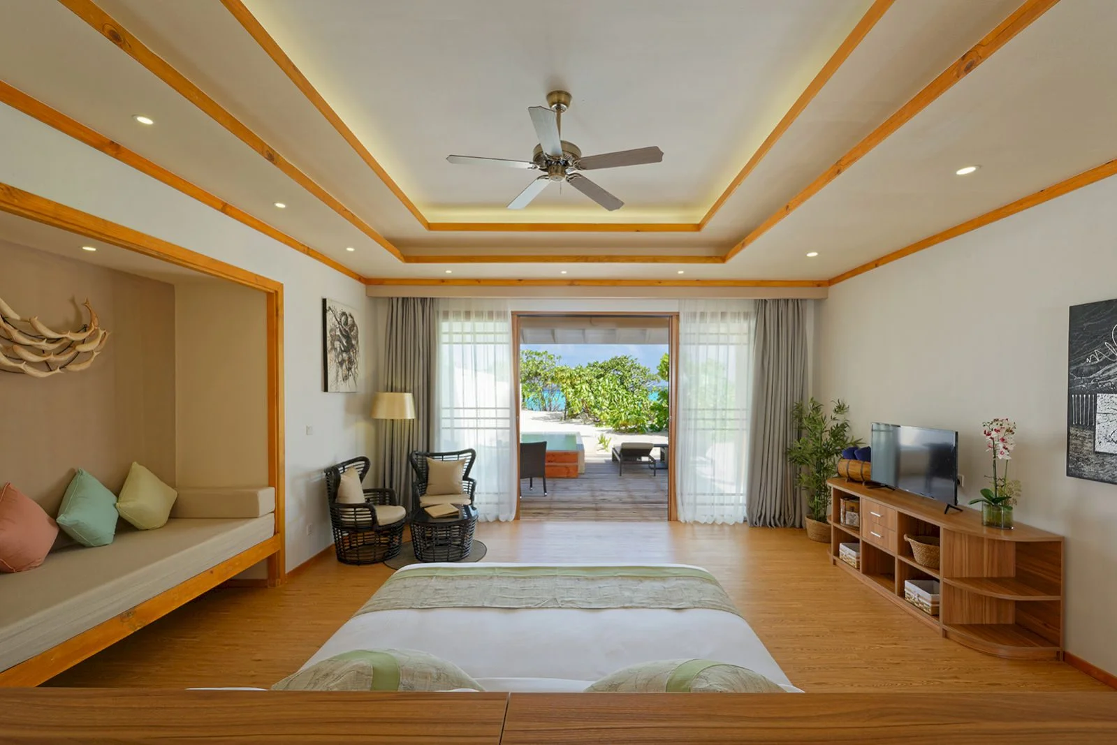 - Occupancy: 2 Adults + 2 Children (or) 3 Adults-
- Villa size: 163 m²
- Bathroom amenities
- Cable/Satellite Television
- Garden View
- Safe
- Seating Area with chair
- Stocked Minibar
- Coffee/Tea maker
- Television
- Terrace
- Wireless Internet Connection-