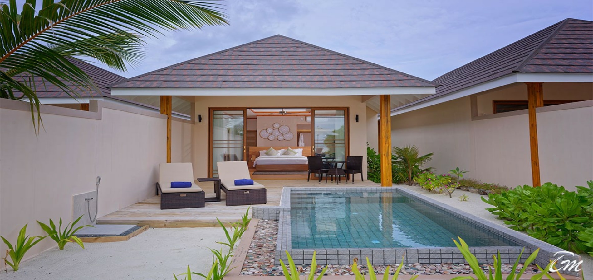 - Occupancy: 2 Adults + 2 Children (or) 3 Adults
- Villa size: 121.3 m²
- Bathroom amenities
- Cable/Satellite Television
- Private Pool
- Sunbed
- Safe
- Seating Area with chair
- Stocked Minibar
- Coffee/Tea maker
- Terrace
- Wireless Internet Connection