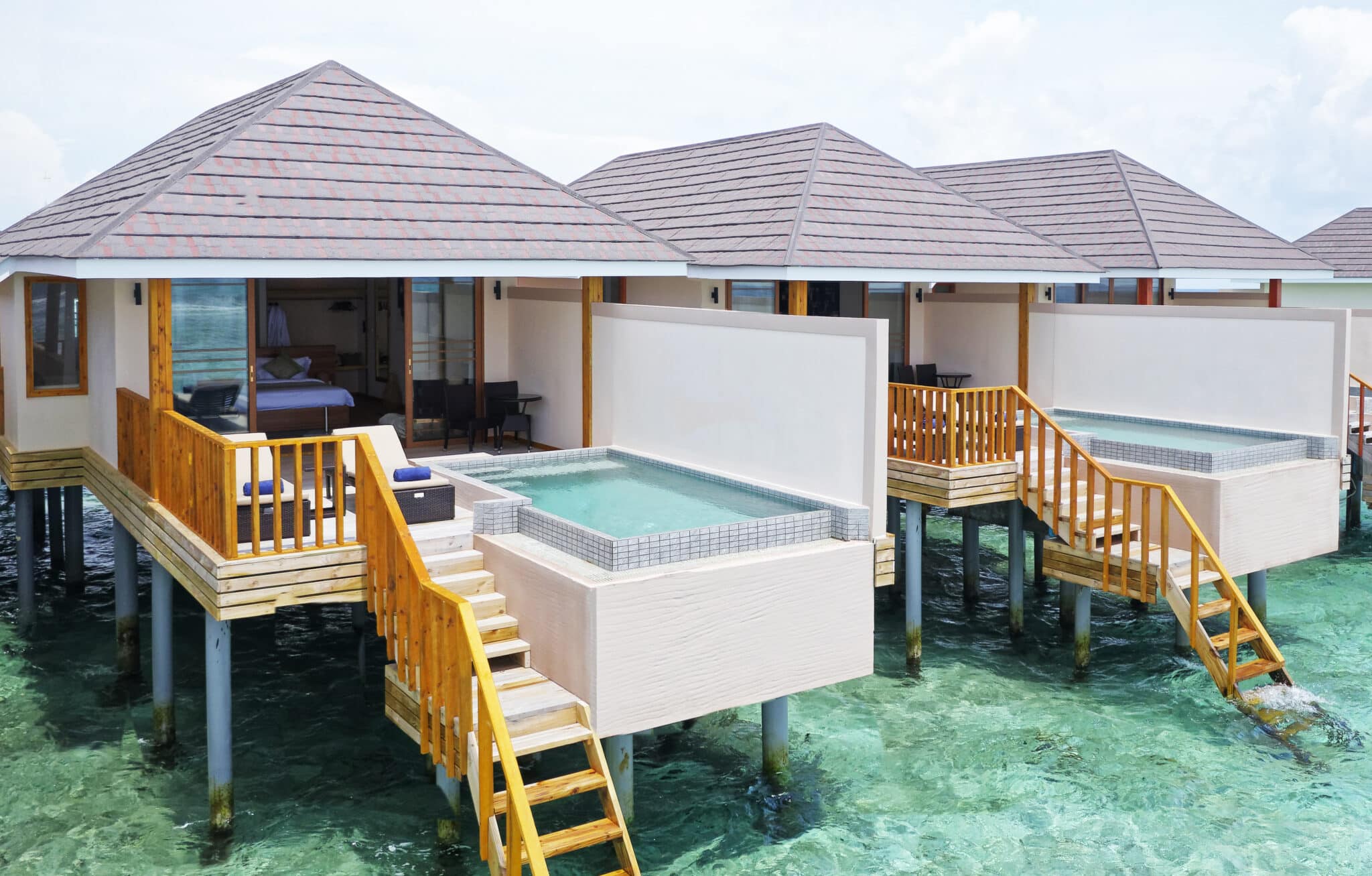 - Occupancy: 2 Adults + 2 Children (or) 3 Adults
- Villa size: 94.7 m²
- Bathroom amenities
- Cable/Satellite Television
- Ocean View
- Private Pool
- Sunbed
- Safe
- Seating Area with chair
- Stocked Minibar
- Coffee/Tea maker
- Television
- Terrace
- Wireless Internet Connection