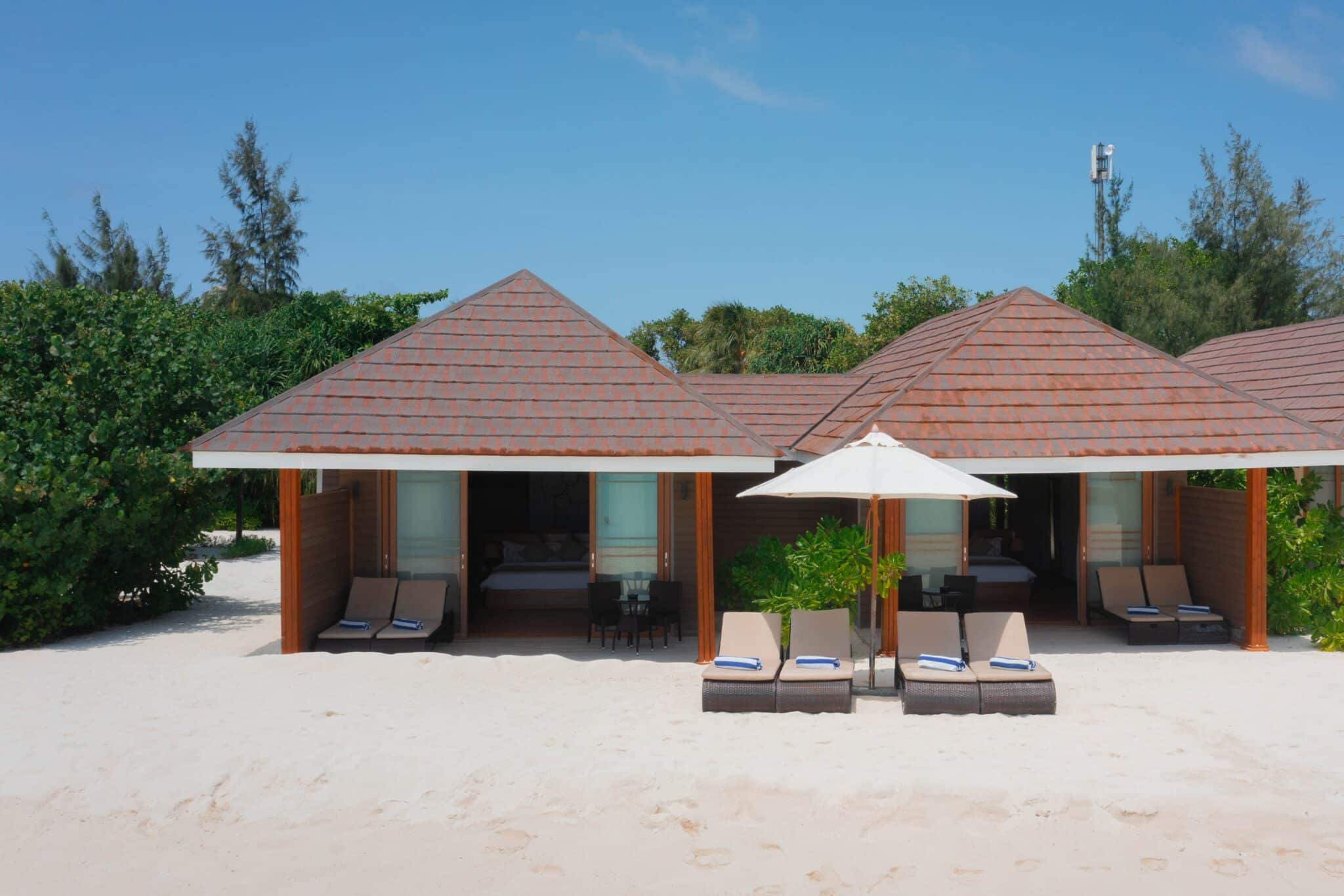 - Occupancy: 6 persons
- Villa size: 160.7 m²
- Connected to an internal door
- Bathroom amenities
- Cable/Satellite Television
- Sunbed
- Safe
- Seating Area with chair
- Stocked Minibar
- Coffee/Tea maker
- Television
- Terrace
- Wireless Internet Connection