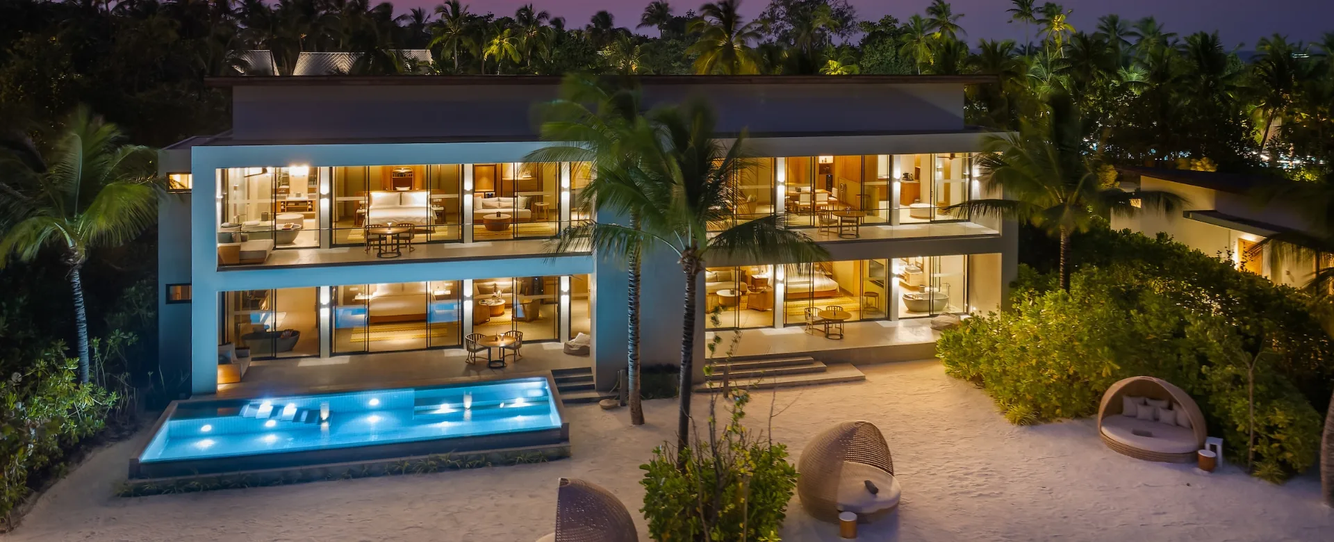 - This beachfront residence presents dreamy ocean views, a spacious patio, living area and a private pool, inviting you to unwind and soak in coastal beauty.
- 4 Adults + 2 Children OR 6 Adults - (2 x King)
- 400 sqm