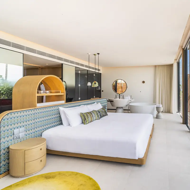 - You may prefer to chill in your striped-design private pool and take in the idyllic view of the ocean and a glimpse of Male City beyond.
- Avg Room Size 228 sqm / 2454 sqft
- Mattress Size King or Twin
- Room Capacity 3 guests
- View City / Ocean