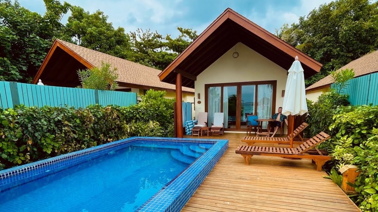 - Ideal for honeymooners and families with kids, these Maldives villas offer the perfect blend of privacy, comfort, and relaxation. Unwind, recharge, and enjoy quiet moments together while dipping into your private pool and soaking in the serene island ambiance. The pool offers ample space for a refreshing swim - measuring 7 x 4 m with a depth of 1.2 m and features fresh, unheated water for a naturally calming experience.
