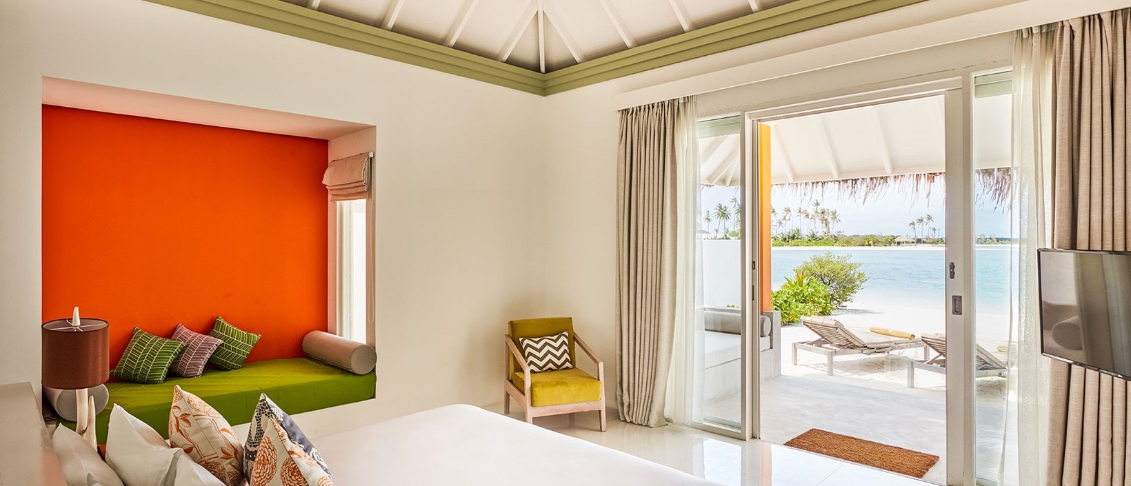 - This is your classic Maldives beach villa. There’s the proximity to the lagoon and the unobstructed views. The semi-open bathroom with a tropical outdoor shower (there’s one inside too). The King-size bed facing the sea. The terrace that turns into the sandy beach. The chaises-lounges to soak up the sun. It’s all there.