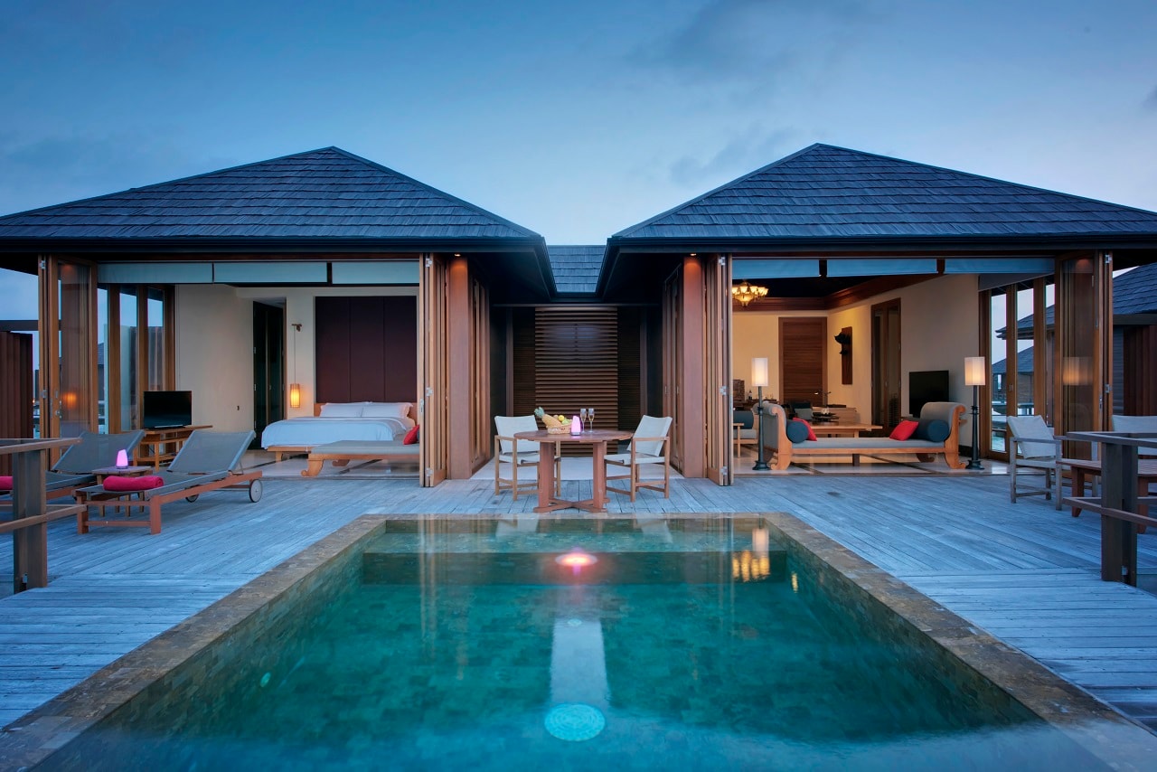 - Paradise Island resort offers an enclave of secluded Maldives villas that enjoy sweeping ocean views and a host of superb luxuries – ideal for guests seeking a truly captivating Maldivian vacation.
- Size: 100.24 View: Lagoon/Ocean
- Beds: 1 King Bed
- Max. Occupancy: 4