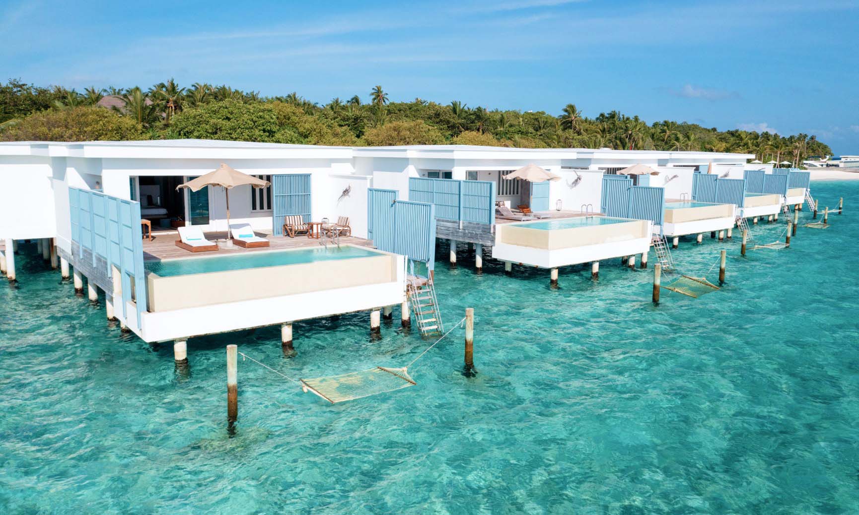 - Relish in endless lazy days in a lagoon hammock on the terrace of your Maldives private villa, soaking up a panorama of infinite blues. Ponder the slow life from your expansive pool. Then marvel at the fiery sunset painting the sky every evening; pure mindfulness.
- 1-bedroom 220 sqm
- Overwater
- Ocean View