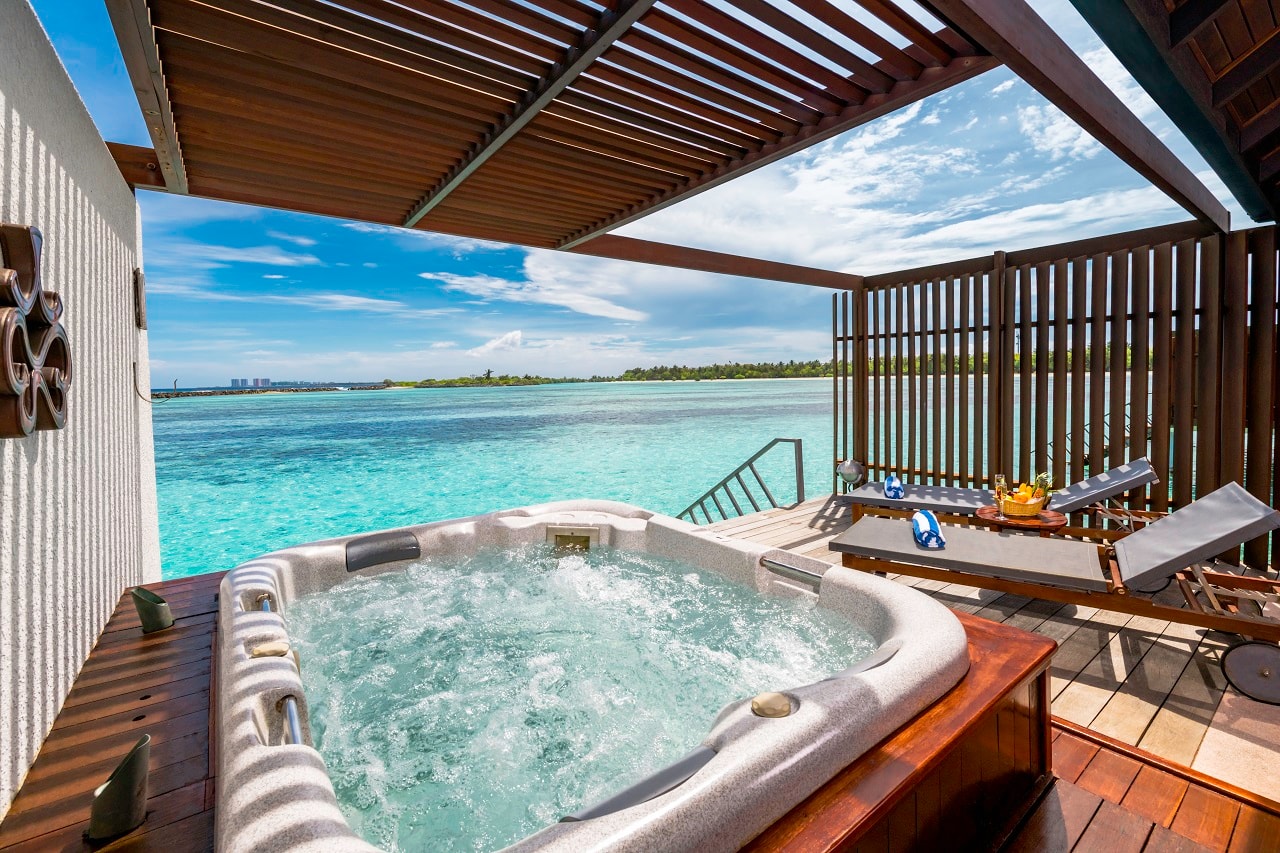 - Water Villa with Whirlpool is great for honeymooners and couples.
- Size: 86
- View: Ocean View
- Beds: Double Bed + Sofa Bed
- Max. Occupancy: 2