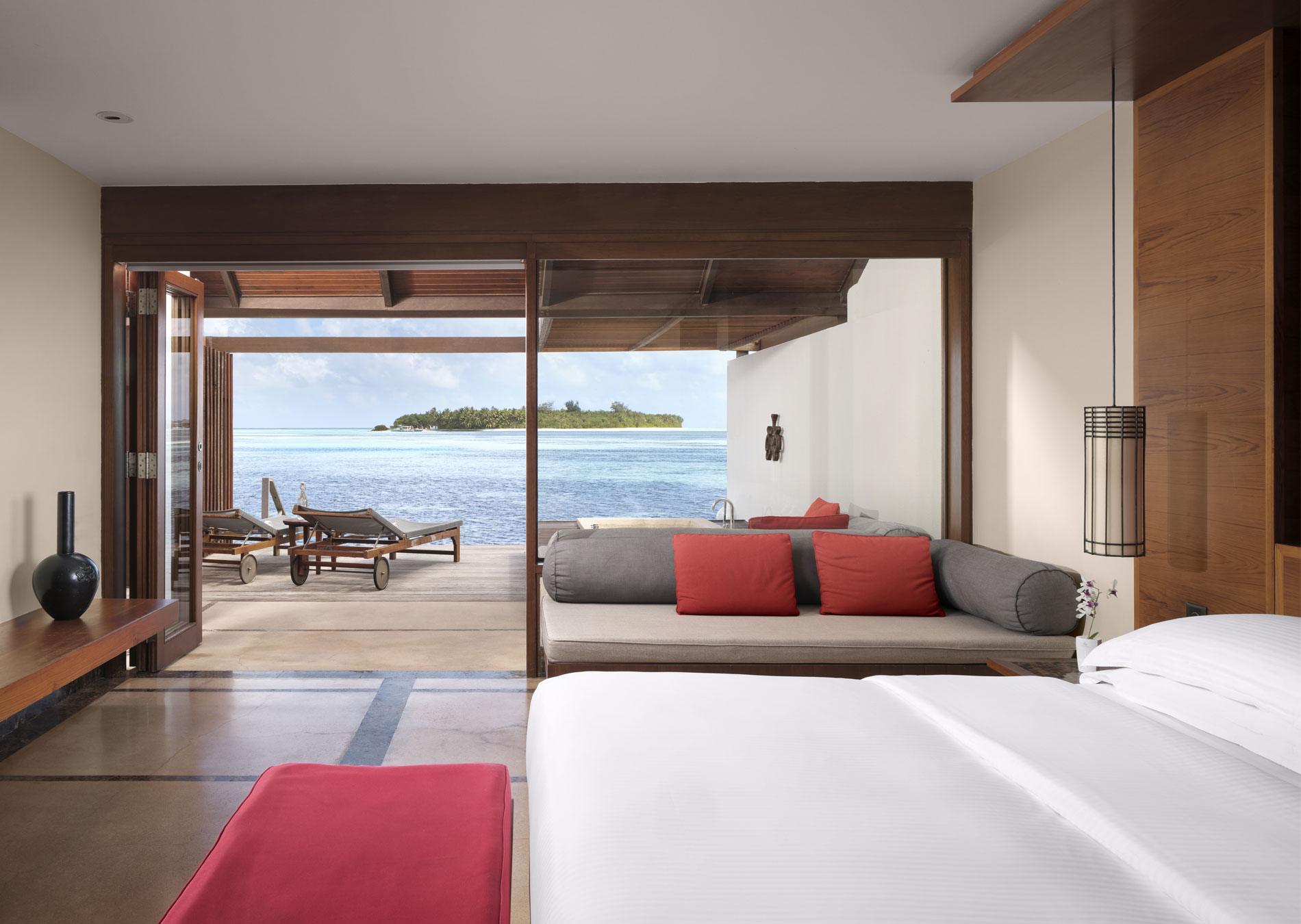 - Our exceptional 40 semi-detached Water Villas are Paradise Island Resort’s ultimate accommodation in comfort and leisure.These magnificent Water villas are Bright, spacious, and luxuriously appointed.
- Size: 77
- View: Lagoon/Ocean
- Beds: 1 King Bed
- Max. Occupancy: 3
